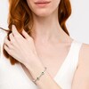 Thumbnail Image 2 of Lab-Created Emerald and White Sapphire Frame Five Stone Station Bracelet in Sterling Silver - 7.25"