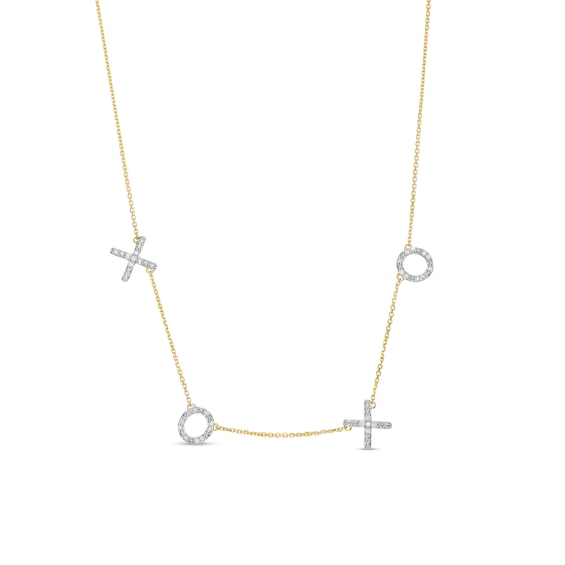 1/8 CT. T.w. Diamond "Xoxo" Station Necklace in 10K Gold – 17.5"
