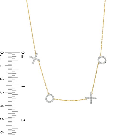 1/8 CT. T.w. Diamond "Xoxo" Station Necklace in 10K Gold â 17.5"