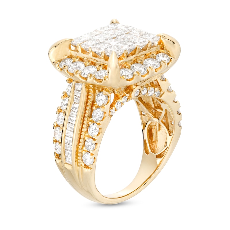 Main Image 3 of 4 CT. T.W. Square Multi-Diamond Frame Multi-Row Engagement Ring in 14K Gold