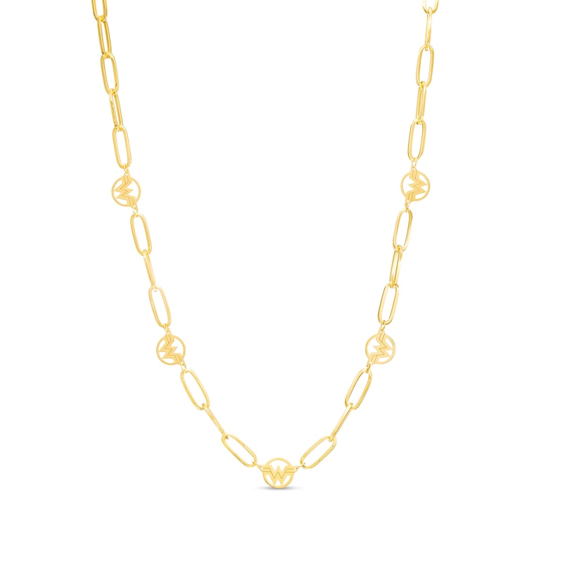 Main Image 1 of Wonder Woman™ Collection Logo Station Necklace in 10K Gold – 18.25"