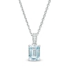Thumbnail Image 0 of Emerald-Cut Aquamarine and White Lab-Created Sapphire Pendant in Sterling Silver