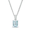 Thumbnail Image 1 of Emerald-Cut Aquamarine and White Lab-Created Sapphire Pendant in Sterling Silver