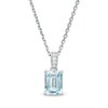 Thumbnail Image 0 of Emerald-Cut Aquamarine and White Lab-Created Sapphire Pendant in Sterling Silver