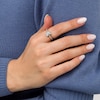 Thumbnail Image 2 of Emerald-Cut Aquamarine and White Lab-Created Sapphire Ring in Sterling Silver