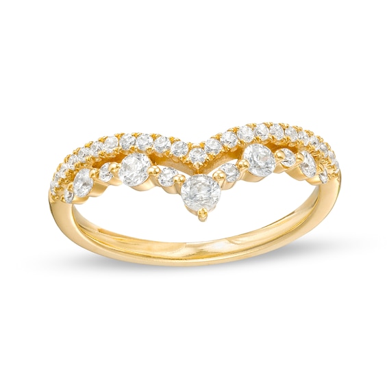 1/2 CT. T.w. Diamond Crown Contour Double Row Anniversary Band in 14K Gold