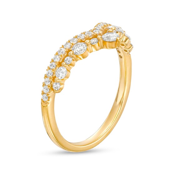 1/2 CT. T.w. Diamond Crown Contour Double Row Anniversary Band in 14K Gold