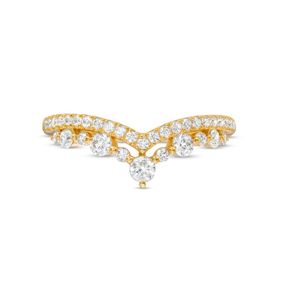 1/2 CT. T.w. Diamond Crown Contour Double Row Anniversary Band in 14K Gold