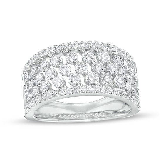 1-1/2 CT. T.w. Diamond Slant Multi-Row Anniversary Band in 14K White Gold