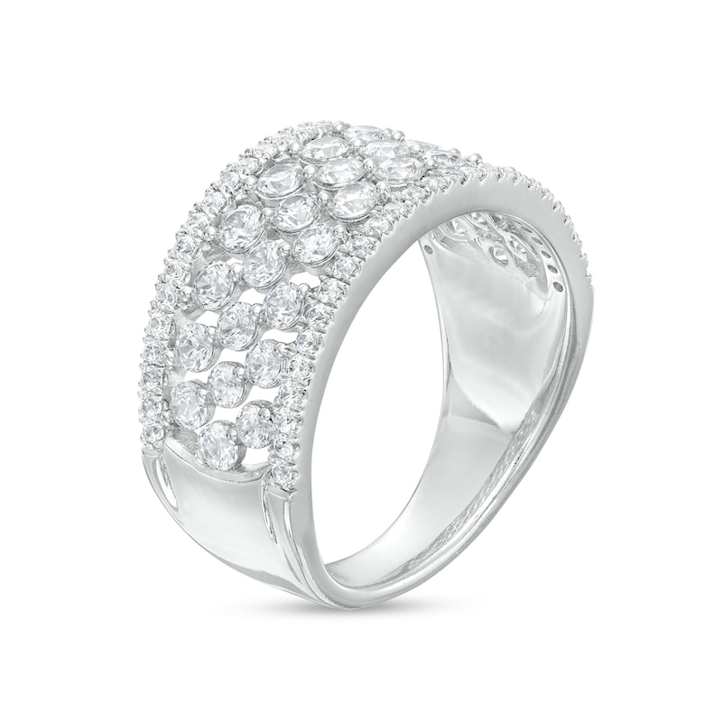 Main Image 3 of 1-1/2 CT. T.W. Diamond Slant Multi-Row Anniversary Band in 14K White Gold