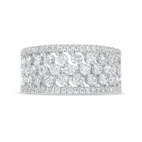 1-1/2 CT. T.w. Diamond Slant Multi-Row Anniversary Band in 14K White Gold