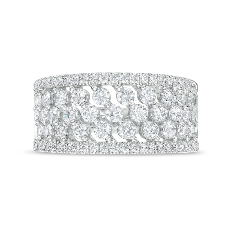 Main Image 4 of 1-1/2 CT. T.W. Diamond Slant Multi-Row Anniversary Band in 14K White Gold