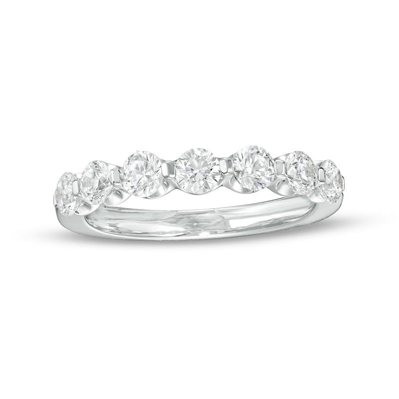 Main Image 1 of 1 CT. T.W. Diamond Seven Stone Scallop Edge Anniversary Band in 14K White Gold