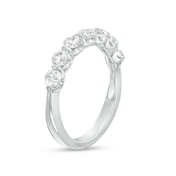 1 CT. T.w. Diamond Seven Stone Scallop Edge Anniversary Band in 14K White Gold