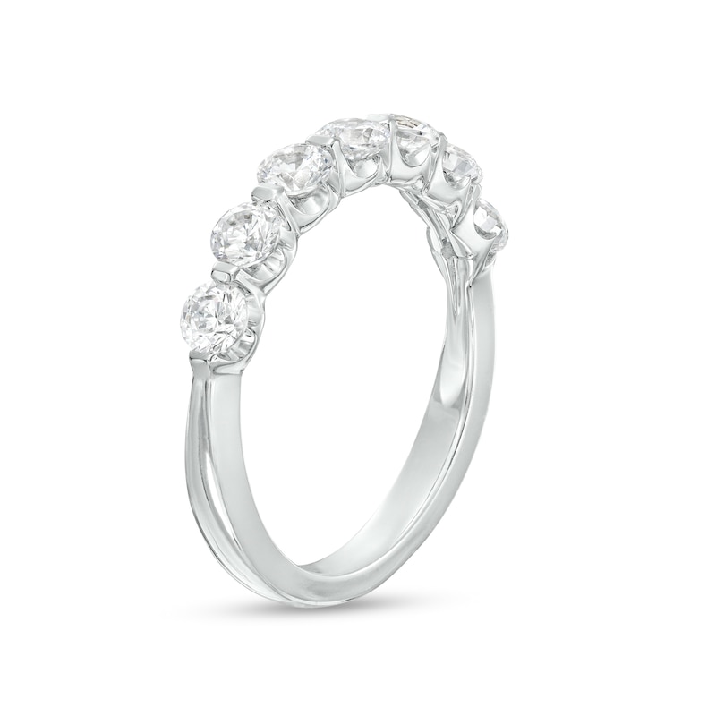 Main Image 3 of 1 CT. T.W. Diamond Seven Stone Scallop Edge Anniversary Band in 14K White Gold