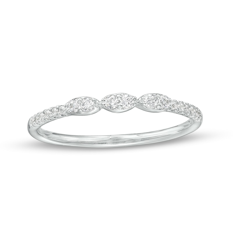 Main Image 1 of 1/6 CT. T.W. Marquise-Shaped Multi-Diamond Trio Stackable Anniversary Band in 10K White Gold