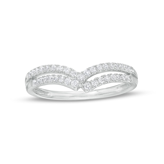 1/3 CT. T.w. Diamond Double Row Crossover Contour Anniversary Band in 14K White Gold