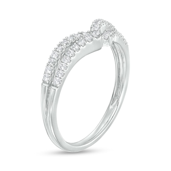 1/3 CT. T.w. Diamond Double Row Crossover Contour Anniversary Band in 14K White Gold