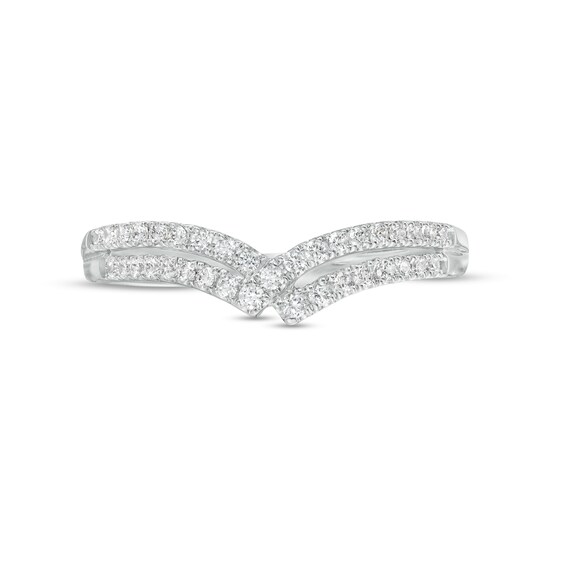 1/3 CT. T.w. Diamond Double Row Crossover Contour Anniversary Band in 14K White Gold