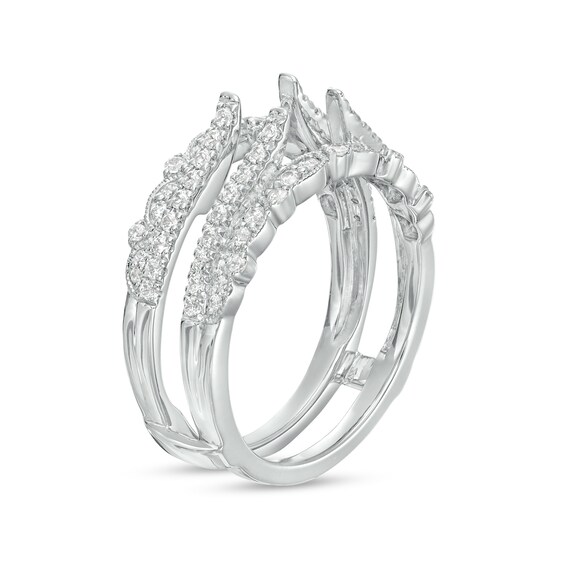 1/2 CT. T.w. Diamond Double Row Solitaire Enhancer in 14K White Gold