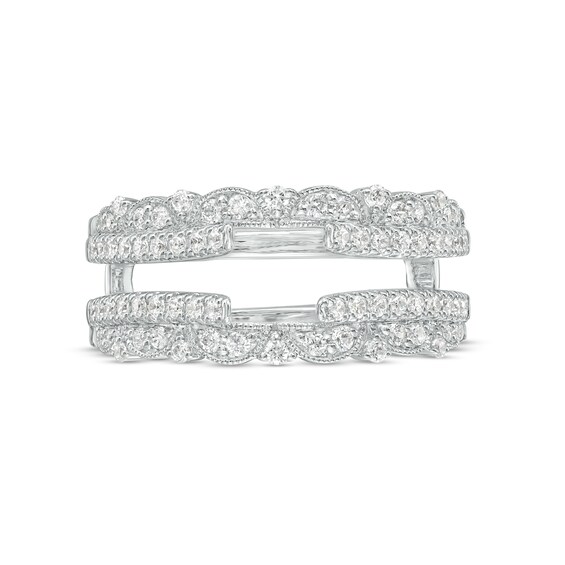 1/2 CT. T.w. Diamond Double Row Solitaire Enhancer in 14K White Gold