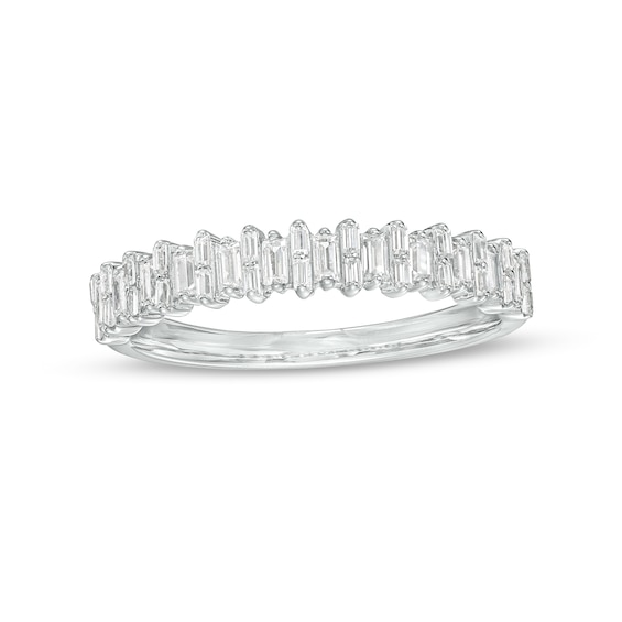 1/3 CT. T.w. Baguette Diamond Alternating Anniversary Band in 14K White Gold
