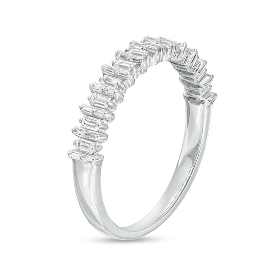 1/3 CT. T.w. Baguette Diamond Alternating Anniversary Band in 14K White Gold