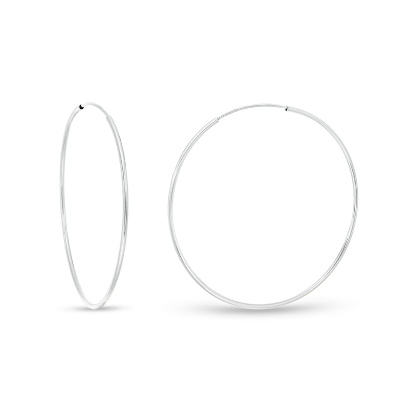 Main Image 1 of 40.0mm Continuous Tube Hoop Earrings in 10K White Gold