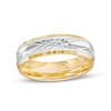 Thumbnail Image 1 of Men's 6.0mm Diamond-Cut Vintage-Style Wedding Band in 14K Two-Tone Gold - Size 10