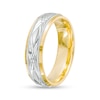 Thumbnail Image 3 of Men's 6.0mm Diamond-Cut Vintage-Style Wedding Band in 14K Two-Tone Gold - Size 10