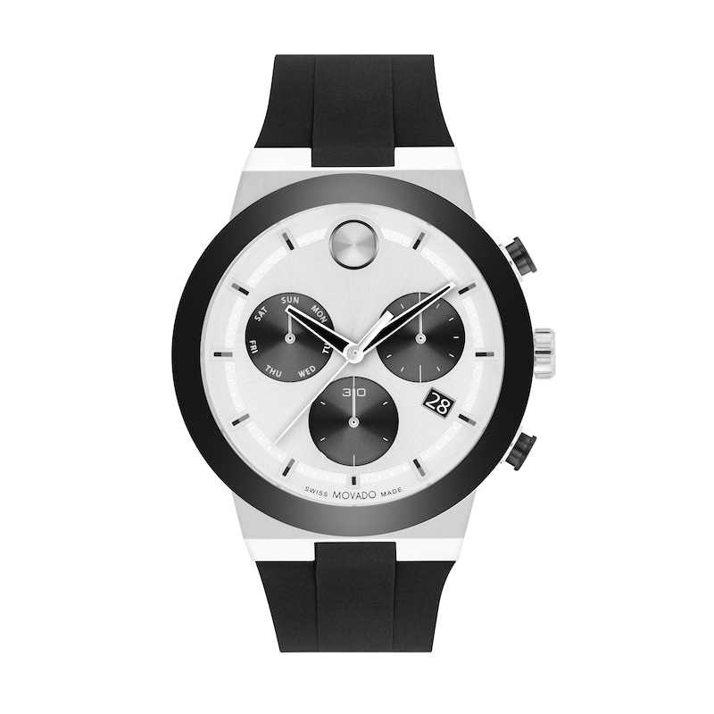 Main Image 1 of Men's Movado BOLD® Fusion Two-Tone Chronograph Black Strap Watch with Black and Silver-Tone Dial (Model: 3600894)