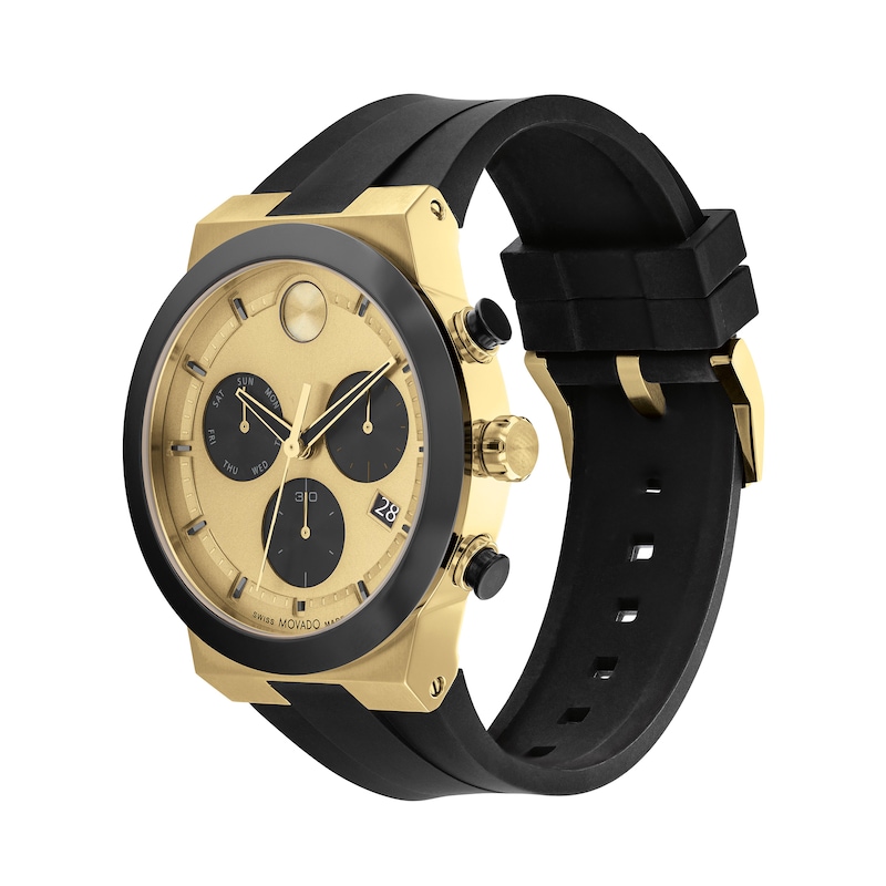 Main Image 2 of Men's Movado BOLD® Fusion Two-Tone Ceramic Chronograph Black Strap Watch with Black and Gold-Tone Dial (Model: 3600895)