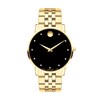 Thumbnail Image 0 of Men's Movado Museum® Classic 1/20 CT. T.W. Diamond Gold-Tone PVD Watch with Black Dial (Model: 0607625)