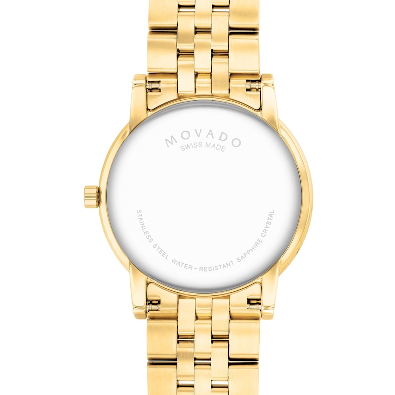 Men's Movado Museum® Classic 1/20 CT. T.W. Diamond Gold-Tone PVD Watch with Black Dial (Model: 0607625)