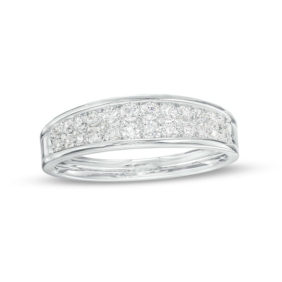 1/2 CT. T.w. Diamond Double Row Anniversary Band in 14K White Gold