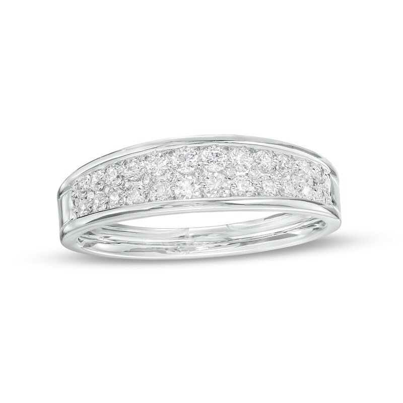 Main Image 1 of 1/2 CT. T.W. Diamond Double Row Anniversary Band in 14K White Gold
