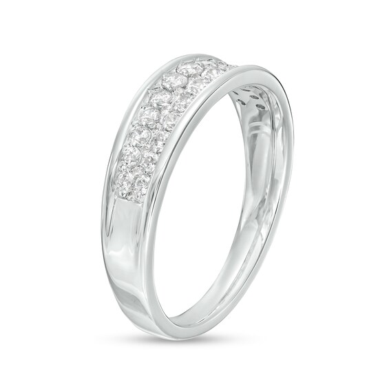 1/2 CT. T.w. Diamond Double Row Anniversary Band in 14K White Gold