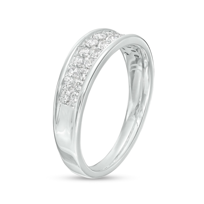 Main Image 3 of 1/2 CT. T.W. Diamond Double Row Anniversary Band in 14K White Gold