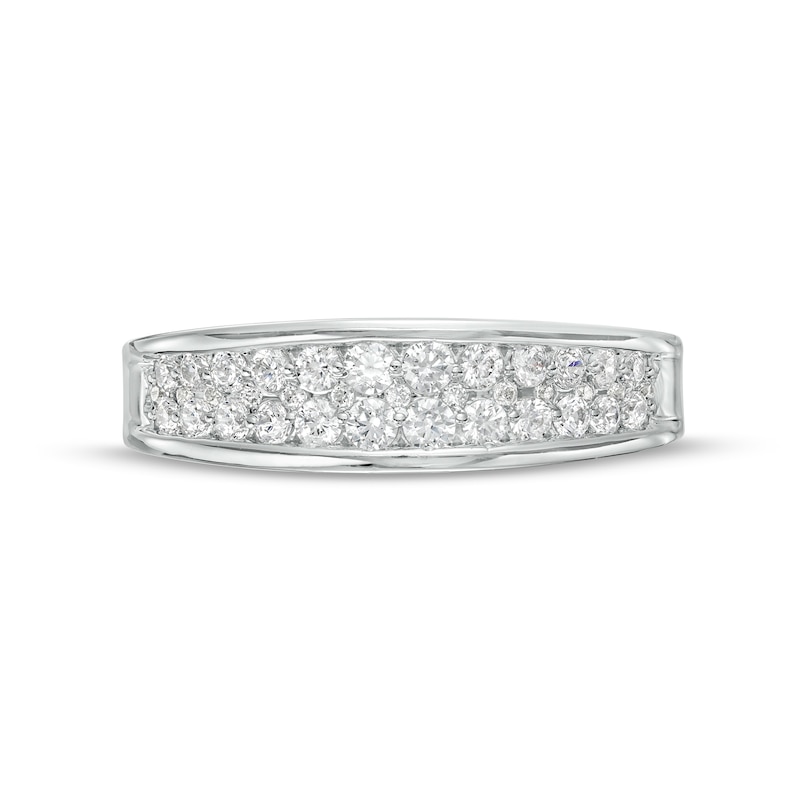 Main Image 4 of 1/2 CT. T.W. Diamond Double Row Anniversary Band in 14K White Gold