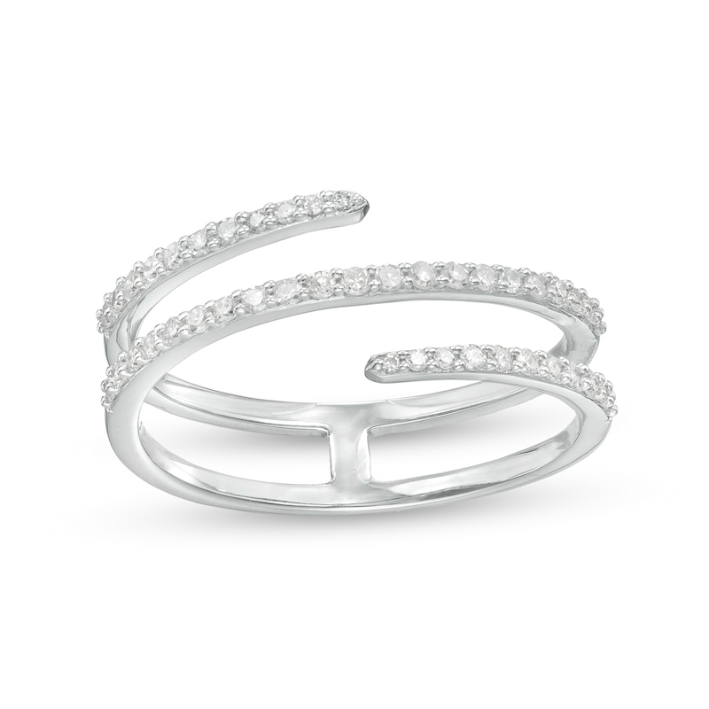 Main Image 1 of 1/4 CT. T.W. Diamond Open Shank Wrap Ring in 10K White Gold - Size 7