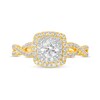 Thumbnail Image 4 of 1 CT. T.W. Diamond Cushion-Shaped Double Frame Twist Shank Engagement Ring in 14K Gold