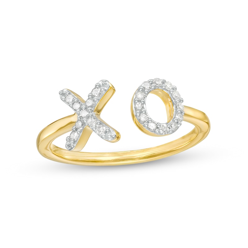 Main Image 1 of 1/6 CT. T.W. Diamond "XO" Open Ring in 10K Gold