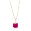 Thumbnail Image 1 of 8.0mm Cushion-Cut Lab-Created Ruby and Diamond Accent "X" Drop Pendant in 10K Gold