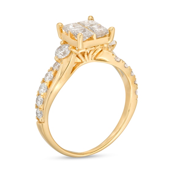1-1/2 CT. T.w. Quad Princess-Cut Diamond Twist Shank Engagement Ring in 14K Gold