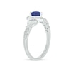 Thumbnail Image 2 of 5.0mm Heart-Shaped Blue Lab-Created Sapphire and 1/20 CT. T.W. Diamond Claddagh Engagement Ring in Sterling Silver