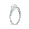 Thumbnail Image 2 of 5.0mm Heart-Shaped White Lab-Created Sapphire and 1/20 CT. T.W. Diamond Frame Claddagh Ring in Sterling Silver