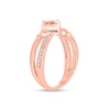 Thumbnail Image 2 of Heart-Shaped Morganite and 1/10 CT. T.W. Diamond Criss-Cross Claddagh Ring in Sterling Silver with 14K Rose Gold Plate