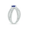 Thumbnail Image 2 of 5.0mm Heart-Shaped Blue Lab-Created Sapphire and 1/10 CT. T.W. Diamond Criss-Cross Claddagh Ring in Sterling Silver