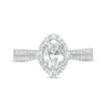 Thumbnail Image 4 of Love's Destiny by Zales 1-1/4 CT. T.W. Certified Oval Diamond Frame Double Row Engagement Ring in 14K White Gold (I/SI2)