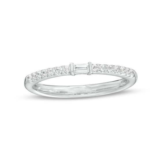 1/6 CT. T.w. Baguette and Round Diamond Anniversary Band in 10K White Gold